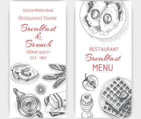 Breakfast with brunch menu card template vector 04