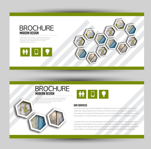 Brochure design with banners vector 01