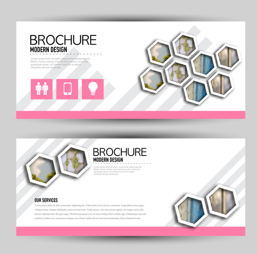Brochure design with banners vector 08