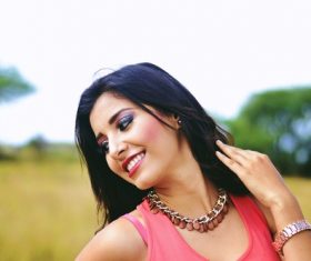 Brunette makeup beautiful woman Stock Photo