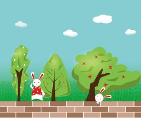 Bunny illustration on the fence vector