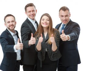 Business People with thumbs up Stock Photo