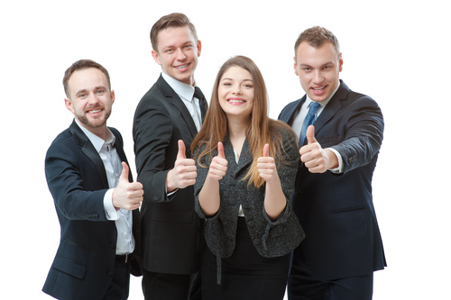 Business People with thumbs up Stock Photo