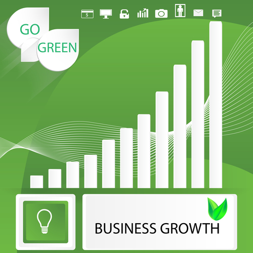Business growth infographic green vector