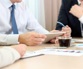 Business meeting Uses tablets pc Stock Photo