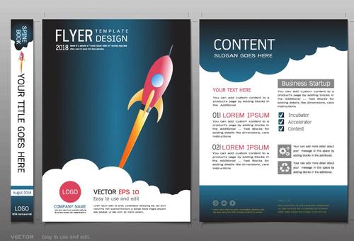 Business startup flyer with brochure template vector 01