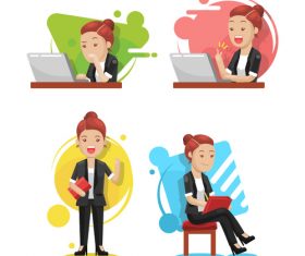 Business woman working white collar cartoon vector