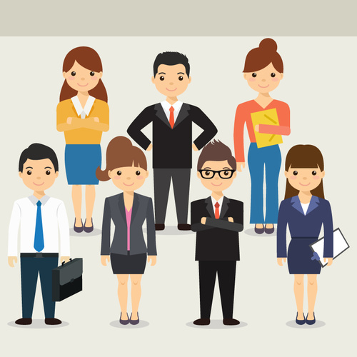 Business work team character cartoon vector