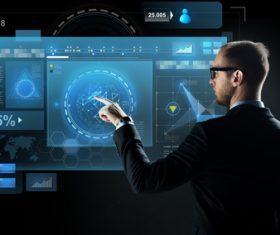 Businessman using virtual technology Stock Photo 02