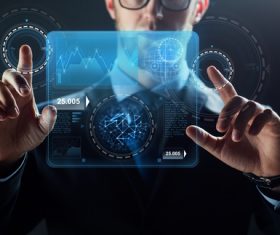 Businessman using virtual technology Stock Photo 04