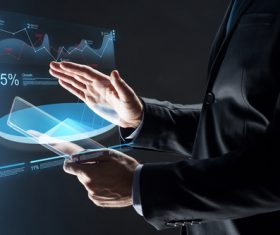 Businessman using virtual technology Stock Photo 07