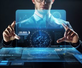 Businessman using virtual technology Stock Photo 09