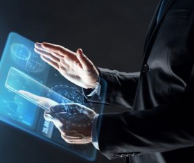 Businessman using virtual technology Stock Photo 10