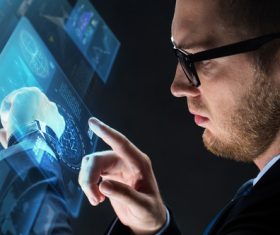 Businessman using virtual technology Stock Photo 11