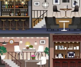 Cafe bar banners vector