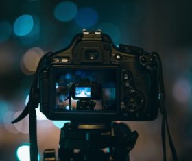 Camera inside camera lens Stock Photo