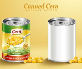 Canned corn package design vector