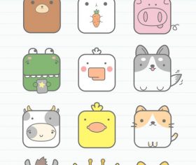 Cartoon animal avatar vector material