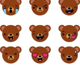 Cartoon bear expression pack vector