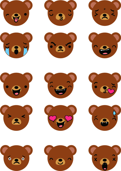 Cartoon bear expression pack vector free download