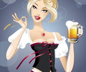 Cartoon beauty vector material 01