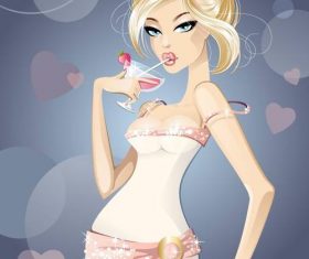 Cartoon beauty vector material 02