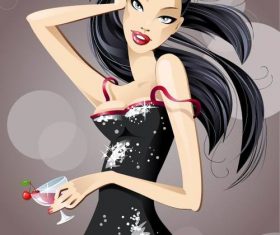 Cartoon beauty vector material 03