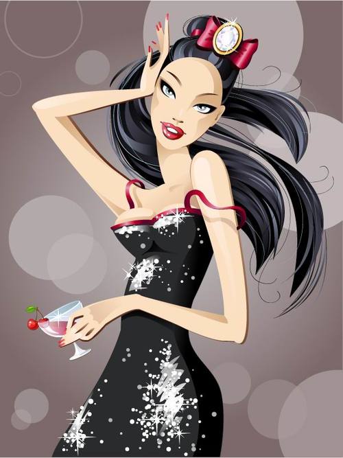 Cartoon beauty vector material 03