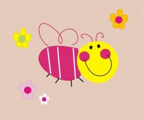 Cartoon bee and flower vector