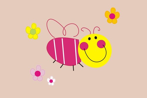 Cartoon bee and flower vector