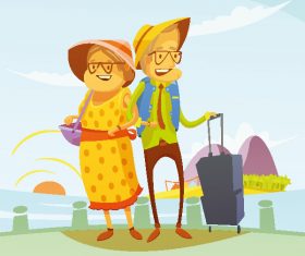 Cartoon character travel illustration vector