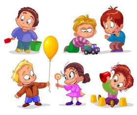 Cartoon children playing illustration