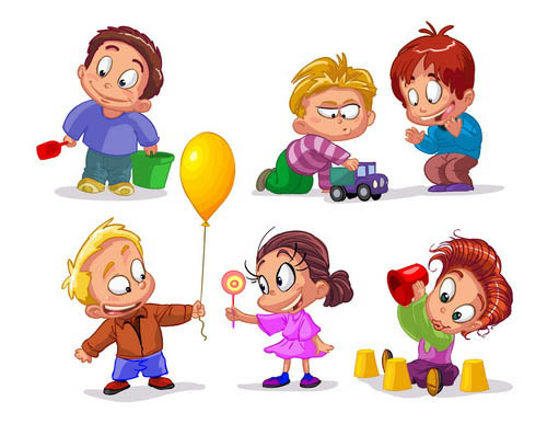 Cartoon children playing illustration free download