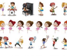 Cartoon children talent show vector material