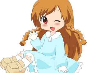Cartoon cute little girl vector