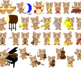 Cartoon dog musical instrument vector material