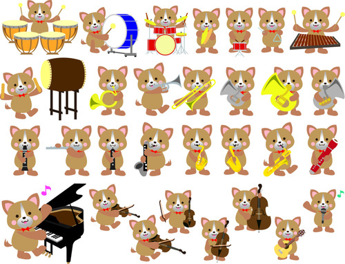 Cartoon dog musical instrument vector material