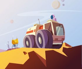 Cartoon exploration planet creative illustration vector