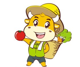 Cartoon farmer cow vector