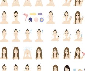 Cartoon girl skincare step vector material