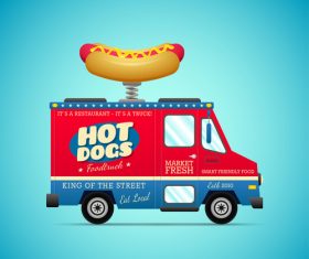 Cartoon hot dog fast food cart vector material