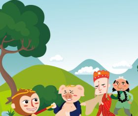 Cartoon journey to the west vector material