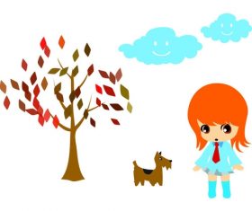 Cartoon landscape character animal vector