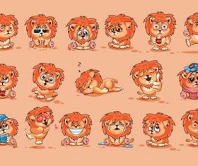 Cartoon lion expression pack vector material