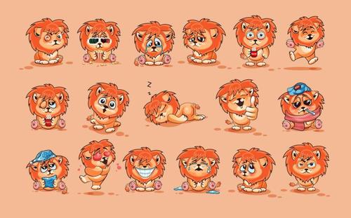Cartoon lion expression pack vector material