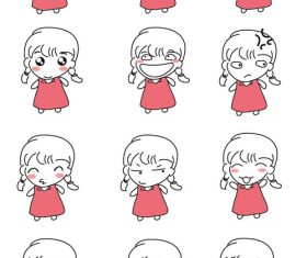 Cartoon little girl expression vector