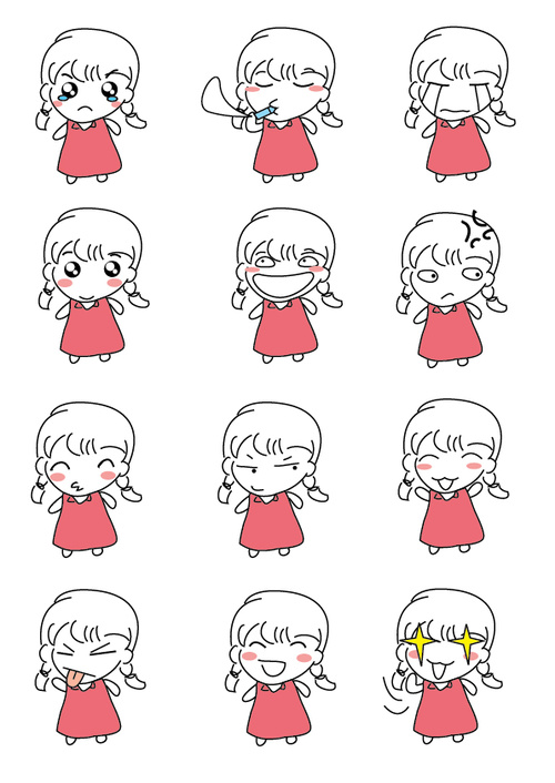 Cartoon little girl expression vector