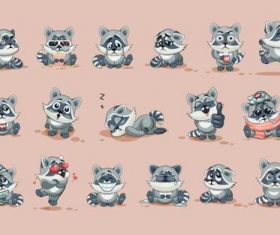 Cartoon little panda expression pack vector material