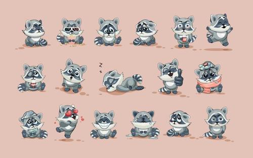 Cartoon little panda expression pack vector material