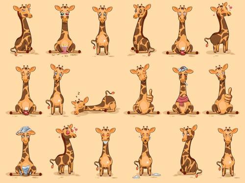 Cartoon long deer expression vector material